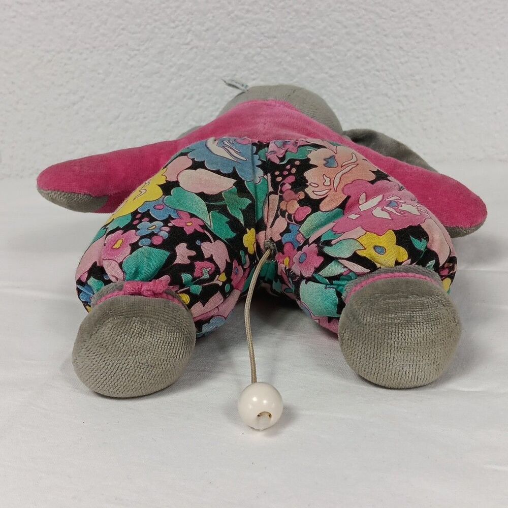 Sterntaler Musical Mouse Pink Floral Soft Body West Germany Vintage Flaws - Picture 5 of 10